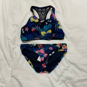 abercrombie kids Navy Floral Racerback Bikini with Bright Blooms